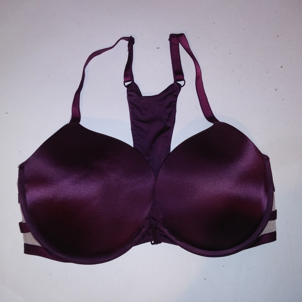 Victoria Secret Bra 36DD Very Sexy Push Up Purple Plum Kir Front Close Racerback